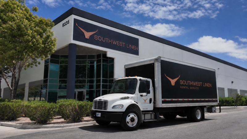 Southwest Linen delivery vehicle outside the Las Vegas facility