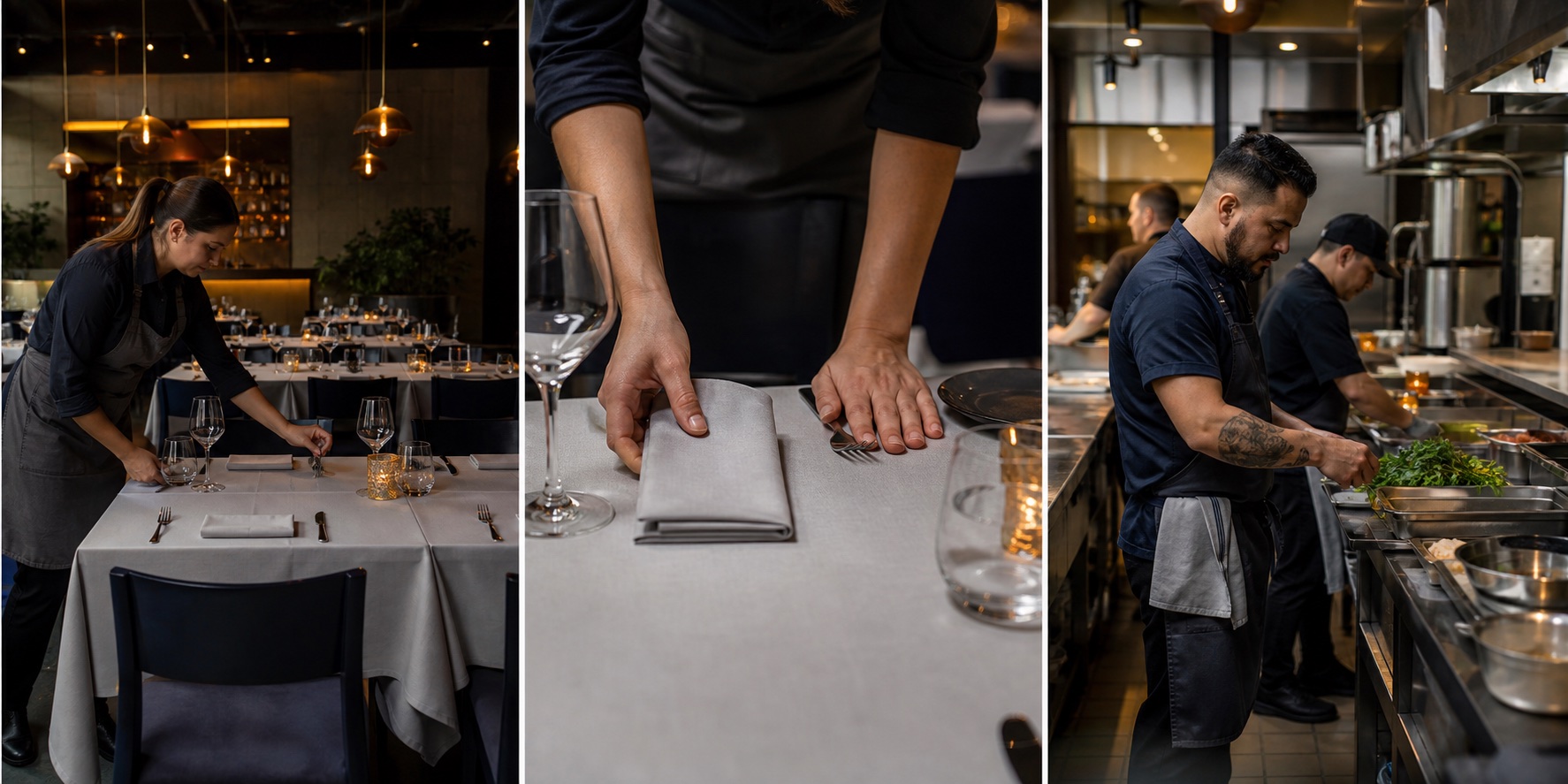 Restaurant table linen prepared for food and beverage service
